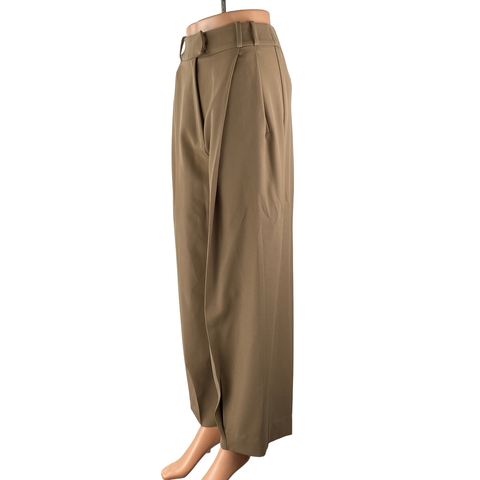 New Re Ona Women's Tan Pleated High Rise Straight Curve Trousers Pants Size Xs — image 2 of 6